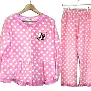 nwt DISNEY Retro Minnie Mouse Fuzzy Pajama Set - Cozy Loungewear *Deadstock*